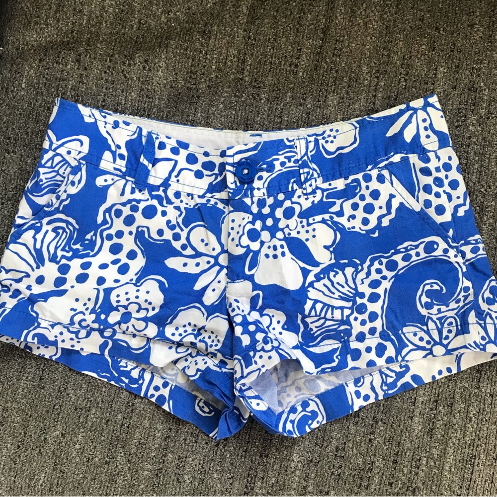 Lilly Pulitzer 0 Deep Sea Blue Quahog Chowdah Walsh Shorts 3" Inseam